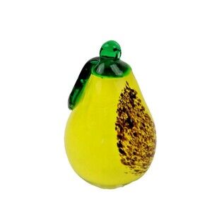 Hand Blown Murano Style Art Glass Pear 3.5"